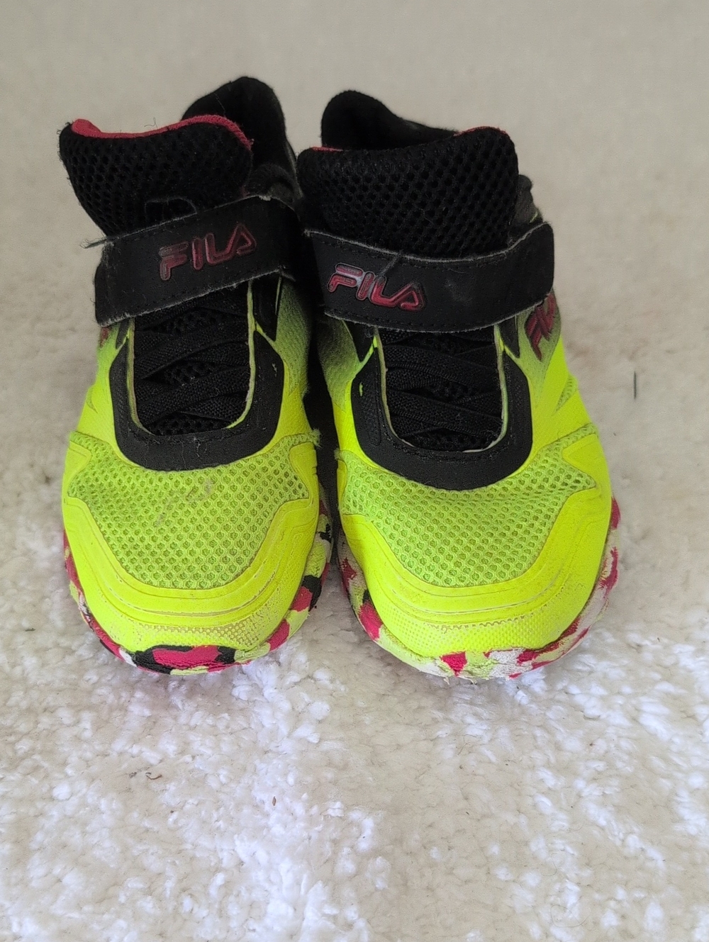 Fila Kids Neon Yellow & Black Sneakers with Pink Accents